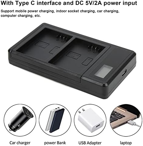 JOPWKUIN USB Полнач За Батерии, Пластичен Пренослив Удобен LP E5 Батерија Со Двоен Полнач Паметна Повеќекратна Заштита За КАМЕРАТА LP E5 Батерија