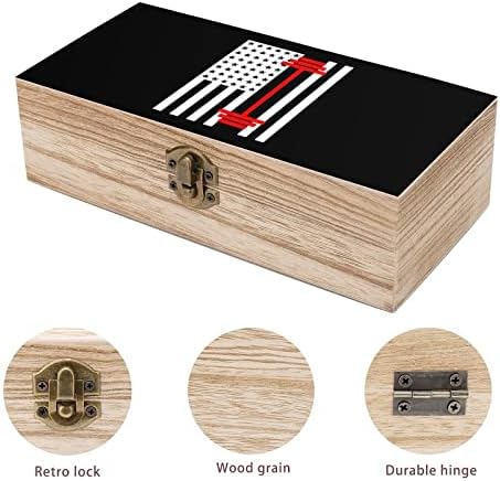 Кревање Тежина Американско Знаме Кутија За Складирање Дрво Работна Површина Мали Декоративни Организаторски Кутии За Накит Со Капак