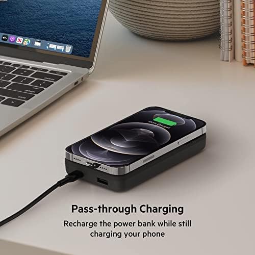 Belkin Boostchargetic 10k Mah Power Bank-Магнетни 7.5 W Брз Iphone Полнач-MagSafe Компатибилен Батерија Пакет безжичен Полнач-USBC Полнач-Пренослив Полнач за iPhone 14, iPhone 13 &засилувач; 12