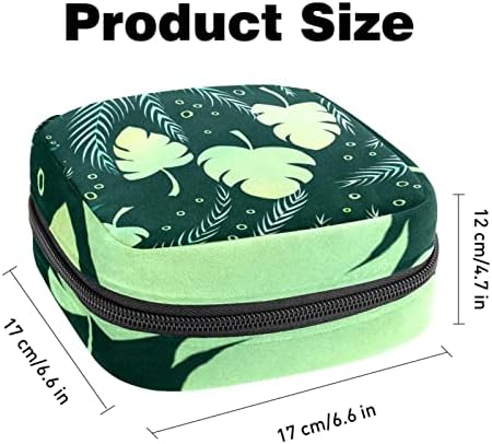 Зелени лисја санитарна торба за складирање на салфетка, менструална подлога торба гаќички, држач за тампон женски производ со патент за тинејџери жени жени дами