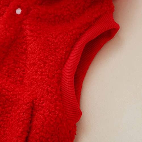 Новороденче момче девојче облека облека без ракави есен зимски плишано џеб елек симпатична качулка, црвена лисичка црвена лисица,
