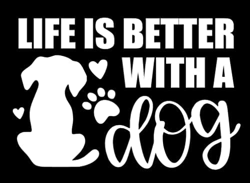 Lifeивотот е подобар со налепница за кучиња - 5 налепница - налепница за кучиња, lубител на животни, посвојување, мачка мама,