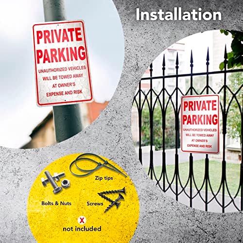 Знак за приватно паркирање - алуминиум 8x12 Не е неовластен знак за паркирање - нема да се влечат знаци за паркирање - не блокирајте знак
