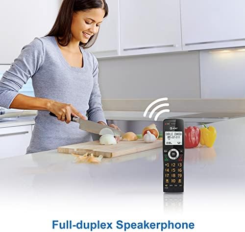 AT&T GL2101-1M Dect 6.0 безжичен домашен телефон со блок за повик, лична карта за повик, звучник со целосна дувплекс, 2 дисплеј со
