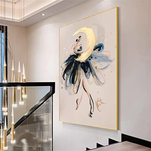 Фигури за танцување MJWDP Апстрактна рачно насликана масло сликарство со голема големина wallидна слика хотелска декорација