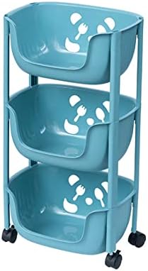 Fizzoqi кујнски организатор полица „сина пластична складиште решетка“, повеќеслојна спална соба за складирање количка количка