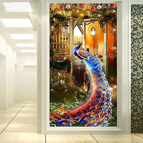 Колекции ЗА Сликање Со Дијаманти со Големи Димензии Мозаични Кристали Од Паун Во Боја Везови Семеен Ѕид Декор 47, 2х23, 6 инчи