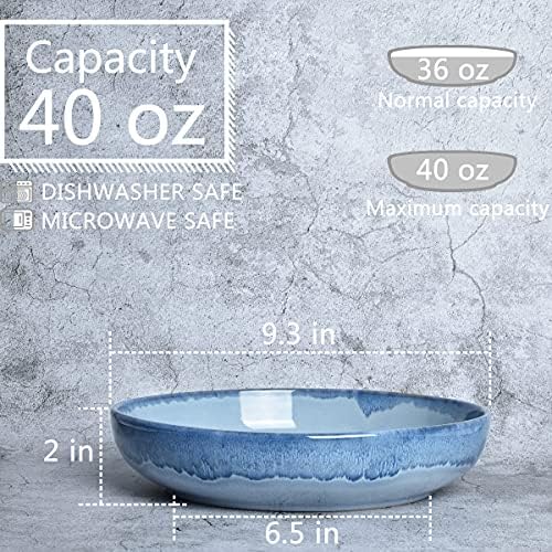 Bosmarlin Stoneware Големи чинии за тестенини, сет од 4, големи чинии за салата, микробранови и машина за миење садови