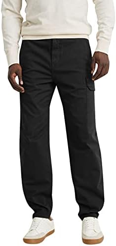 Sgaogew Работни панталони за машка памучна мода обична цврста еластична половината комбинезони панталони со панталони за панталони кои трчаат