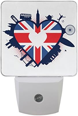 Naanle Сет на 2 Велика Британија Во Облик На Срце Британско Знаме Унија Џек Биг Бен Автобус Чај Тенџере Лондон Око Мост Фудбал