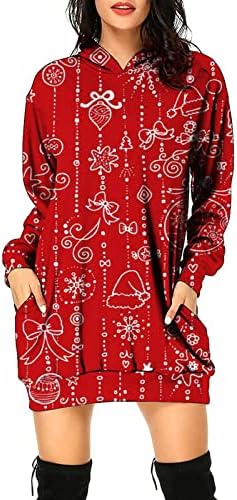 Божиќен фустан од распрскувачки фустан за жени со долги ракави, шупливи забавни фустани