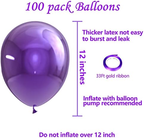 Безенте Виолетова Металик Хром Латекс Балони - 100 Пакет 12 инчен Хелиум Металик Хром Пурпурна Балони За Свадба Ноќта На Вештерките Годишнината Роденден Декорации