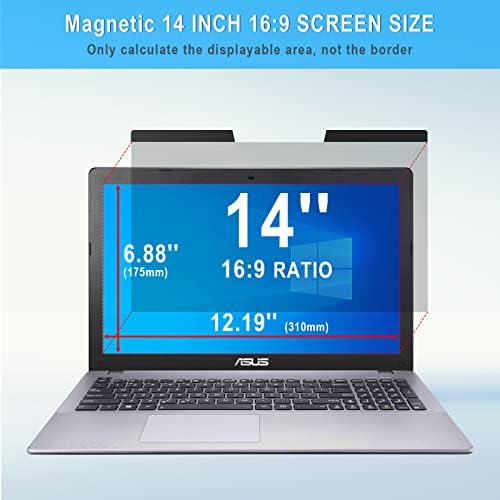 Магнетен Екран За Приватност 14 Инчен Филтер За Лаптоп за 16:9 Дисплеј Со Широк Екран Компатибилен Со HP/Dell/Acer/Asus/Samsung/Lenovo