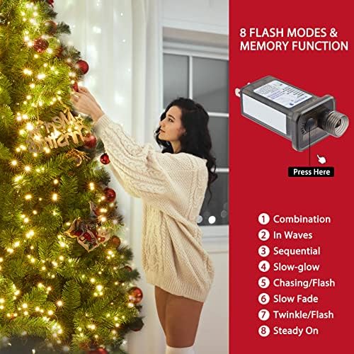 Светла за новогодишни елки, 7 -ти 640 LED кластерски светла со далечински управувачи, 8 жица самовила со 8 режими и тајмер,