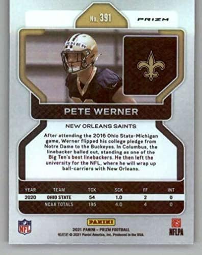 2021 Panini Prizm Prizm Red Ice 391 Pete Werner RC Rackie New Orleans Saints NFL Football Trading Card