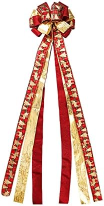 DBYLXMN Божиќни украси Триколор Појавување на нов Big Bow Manual Rough Edge Red Edge Red Black Grid Imitation Lenen DIY Ribbon Girl Fary Favors for Childrs 8-12