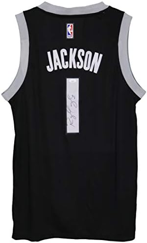 Реџи Џексон Детроит Пистонс Потпиша Автограмно Градско Издание Црна 1 Џерси ЈСА КОА