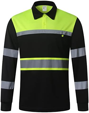 Безбедносни кошули за холисек за мажи, високи рефлексивни мажи Поло кошули со џеб, работна облека со краток ракав