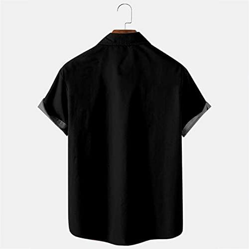 Менс блуза мода и слободно време 3Д дигитално печатење токак лапел со кратки ракави кошула врвот на телото костум за мажи