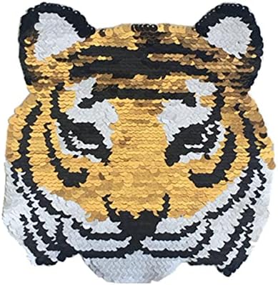 Huluth Sew на тигар лепенка реверзибилни закрпи за секвенци извезени мотив со значка за апликација за облека за облека со фармерки маица