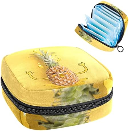 Смешна јога ананас жолта шема санитарна торба за складирање на салфетки, патент менструална чаша торбичка женска менструација првиот