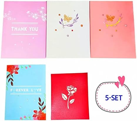 5-Пакет Ви Благодариме Подарок Картичка Мислам На Вас Поп-Ап Подарок Картички Честитки За Секој Повод Честитка Денот На Вљубените Роденден Или Свадба