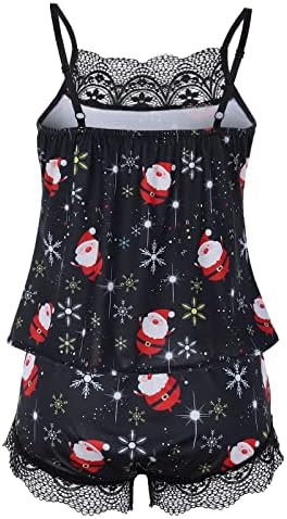 Xiloccer Постави долна облека за долна облека без ракави, печати чипка за чипка за печатење на чипка, Божиќ жени Cami Women Suits & Setts Loungewear