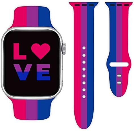 ЛГБТ гордоста на часовници компатибилни со Apple Watch 38mm 40mm 41mm 42mm 44mm 45mm Виножито силиконски рачки за замена за замена за iWatch Серија 7 6 5 4 3 2 1 SE жени унисекс подароци