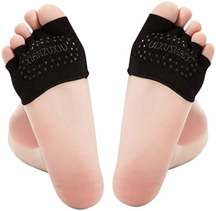 Womenенски јога спорт не се лизга отворени прсти чорапи Половина за зафат на пета со пет прсти и термички чорапи