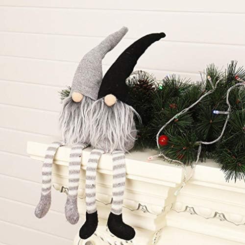 Nuobesty Handmade Christmas Gnome Tomte, шведски фигурини на Дедо Мраз што седат со долги нозе, декорација за одмор, 2 парчиња