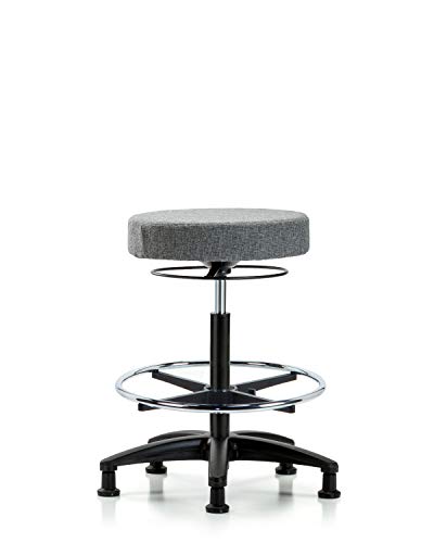 Labtech Седење LT41983 Столче со висока клупа, ткаенина, најлон база - хромирано прстен за стапало, лизгање, црна