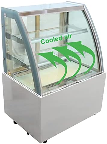TechTongda Display Frirgerators Cake Shaincaion Curved Cooling Display Case Commercial Bakery Cabate со жолт LED светлосен под