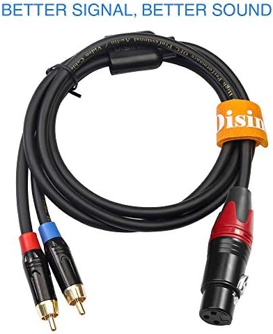 Disino Female XLR до двојна RCA Y Сплитер за крпеница, неурамнотежен XLR женски до 2 RCA/Phono Plug Stereo Audio Interconnect Duplicator Lead
