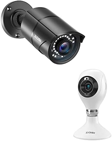 Безбедносна камера Зоси 2.0MP 1080P 4-во-1 TVI/CVI/AHD/CVBS Надзор со куршуми со куршуми со 120ft Night Vision, C611 2K Внатрешен WiFi