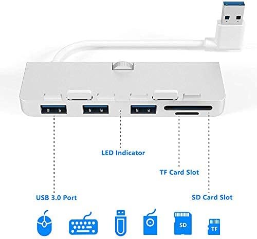 Cateck Ултра-Тенок Премиум Алуминиум 3-ПОРТ USB 3.0 Центар Со Sd / Tf Картичка Читач Комбо Исклучиво Дизајниран за iMac Слим Унибоди