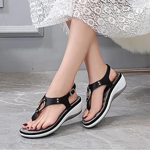 RBCULLF сандали за женски метални токи поддржувач на плажа, платформа за лежерна обувка за клинови, кои се лизгаат на чевли со флип -апостолки