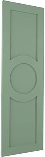 Ekena Millwork TFP001AC12X064TG TRUE FIT PVC CERNAR CIRCLE ARTS & занаети фиксни ролетни за монтирање ,, 12 W, Track Green