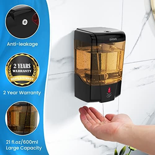 Svavo Automatic Soap Dispenser and and antitizer dispenser wallид монтирање 600 ml/21fl.oz, батерија без електричен сензор за електрична енергија