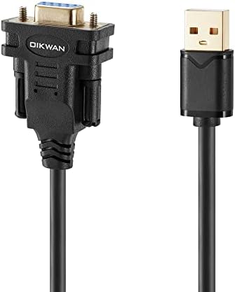 Oikwan USB до сериски 9 пински Rs 232 конвертор кабел со чипсет FTDI за регистар на касиер, модем, скенер, дигитални фотоапарати, CNC итн уреди со сериски порти DB9, црно