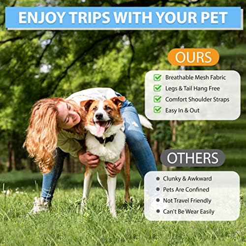 Куче кое носи ранец од DogStuff - Лесни вклопувачки нозе надвор од носачот на ранец за миленичиња - предниот превозник на кучиња -