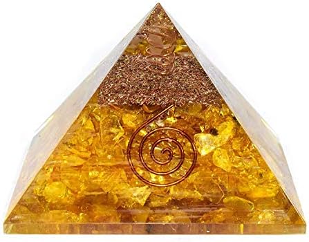 Креации на Аашита, жолто цитрински оргон пирамида за заздравување на Реики/Васту Фенгшуи/Медитација/Јога/Дома и канцеларија