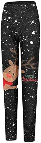 Божиќни хеланки на ДСОДАН за жени, Божиќ Дедо Мраз за печатење на стомакот за контрола на стомакот со високи графички тенок панталони, хулахопки