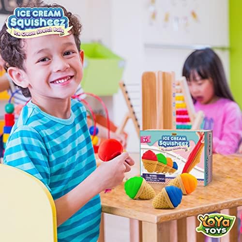 Yoya Toys Cream Cream Squisheez Squishy Stress Relief Relief | Истегнат конус во форма на конус за момчиња, девојчиња и возрасни | Шарена сензорна стискање играчка за истегнување | Одлично за А?