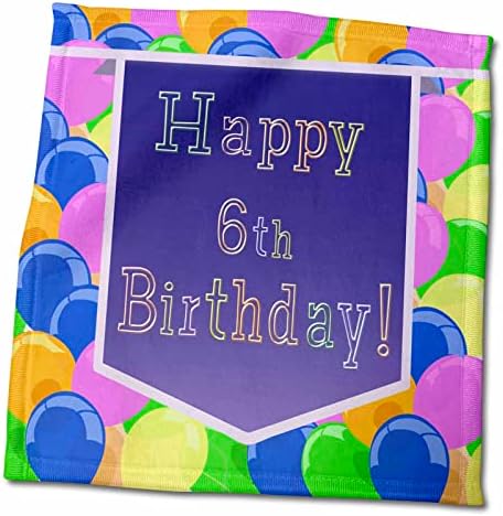 3drose балони со виолетова банер среќен 6 -ти роденден - крпи