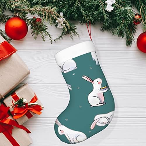 Аугенски Божиќни чорапи Акварел зајак Велигденски зајачиња со двојно еднострано камин што виси чорапи