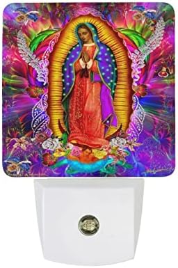 Богородица Од Гвадалупе Дева Марија Исус Ноќно Светло Приклучок За Затемнување ПРЕДВОДЕНА Ноќно Светло Со Сензор За Самрак До