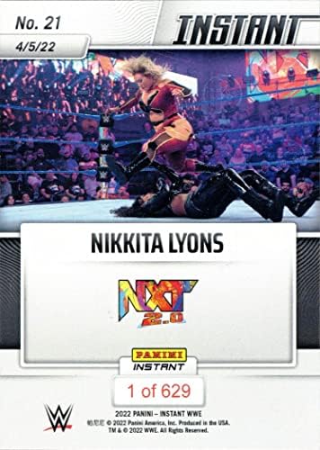 2022 Panini Instant WWE борење 21 NIKKITA LYONS ROPIOKIE CARD - само 629 направени!