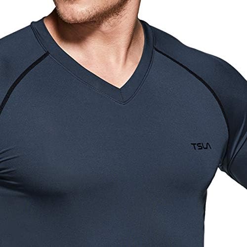 Тактички маички за компресија со долги ракави на TSLA, ладно суво атлетско вежбање кошула, активни маици со основен слој