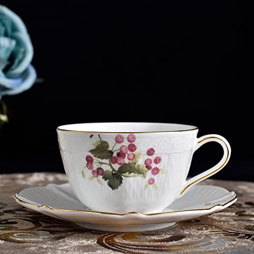SDGH 15 парчиња Златен раб за олеснување керамика розова боја цреша кафе сетови со чајник керамички чајник и сет на чаши