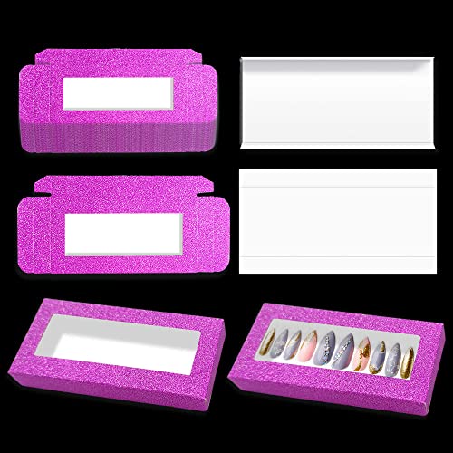Празен притискање на кутии за пакување на нокти, вклучително и 25 компјутери розови кутии за пакети за нокти, 25 парчиња документи